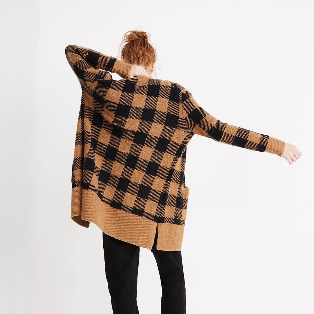 Madewell Buffalo Check Kent Cardigan Sweater in Coziest Yarn - Picture 3 of 8